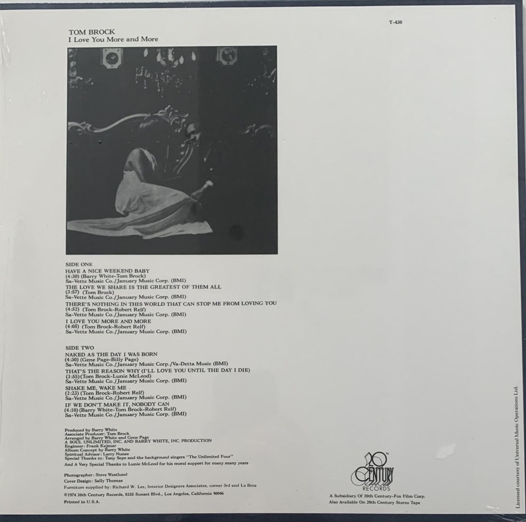 Tom Brock - I Love You More And More - ( LP novo) | Tracks Rio